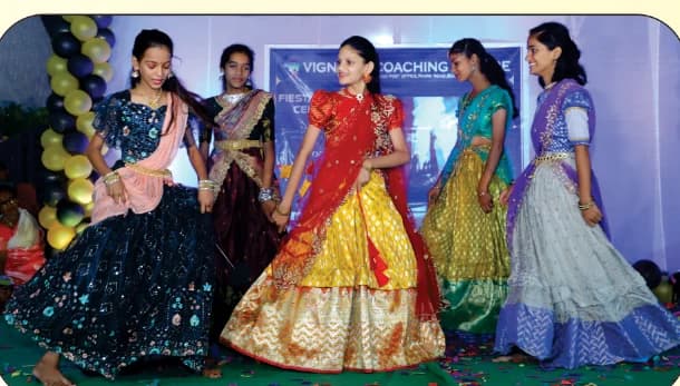 Students performing at a Vignan's cultural programme